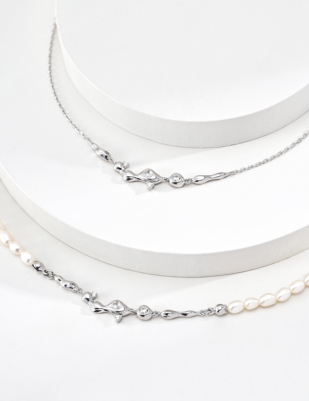 Gold Vine Diamond Baroque Pearl Necklace
