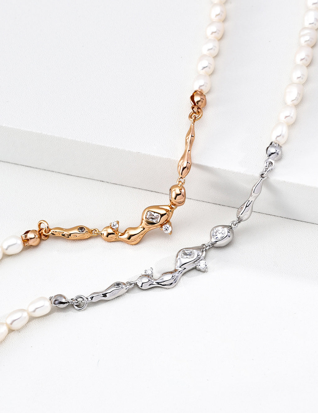 Gold Vine Diamond Baroque Pearl Necklace