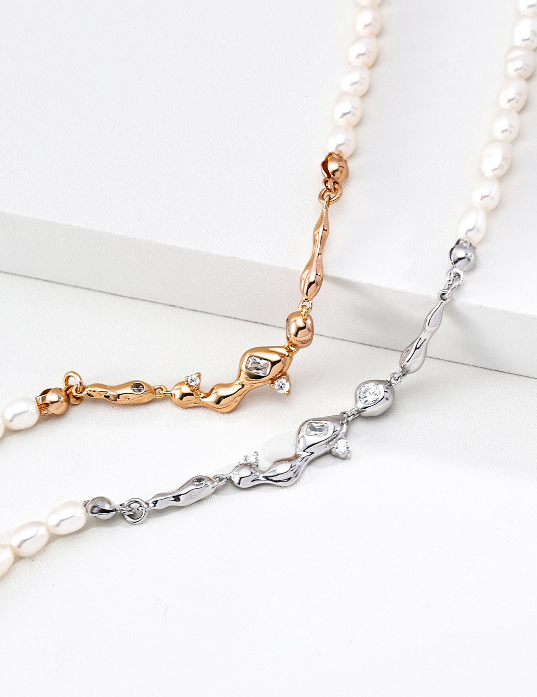 Gold Vine Diamond Baroque Pearl Necklace