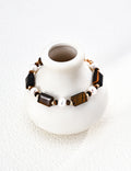 Tiger Eye & Pearl Square Round Bracelet