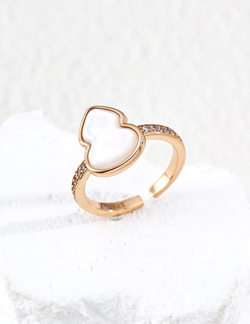 Mother-of-Pearl Lucky Gourd Open Ring