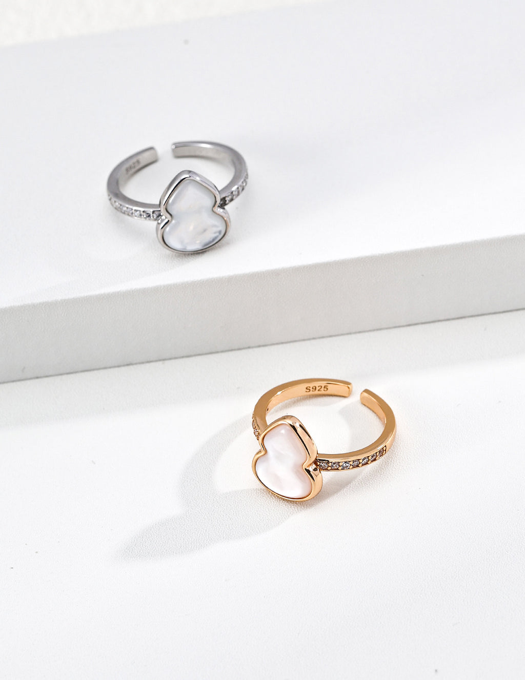 Mother-of-Pearl Lucky Gourd Open Ring