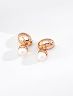 Minimal Gloss Metal Pearl Drop Earrings
