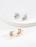 Minimal Gloss Metal Pearl Drop Earrings