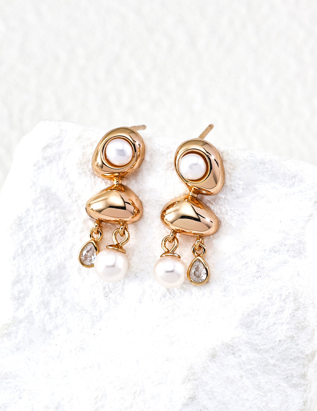 Two Tone Pearl Tassel Dangle Earrings