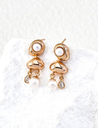 Two Tone Pearl Tassel Dangle Earrings