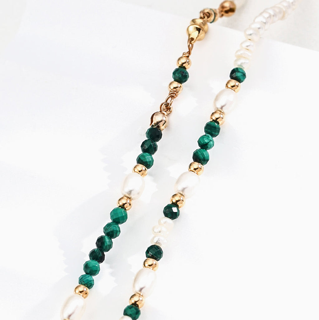 Forest Green Bead Layered Necklace