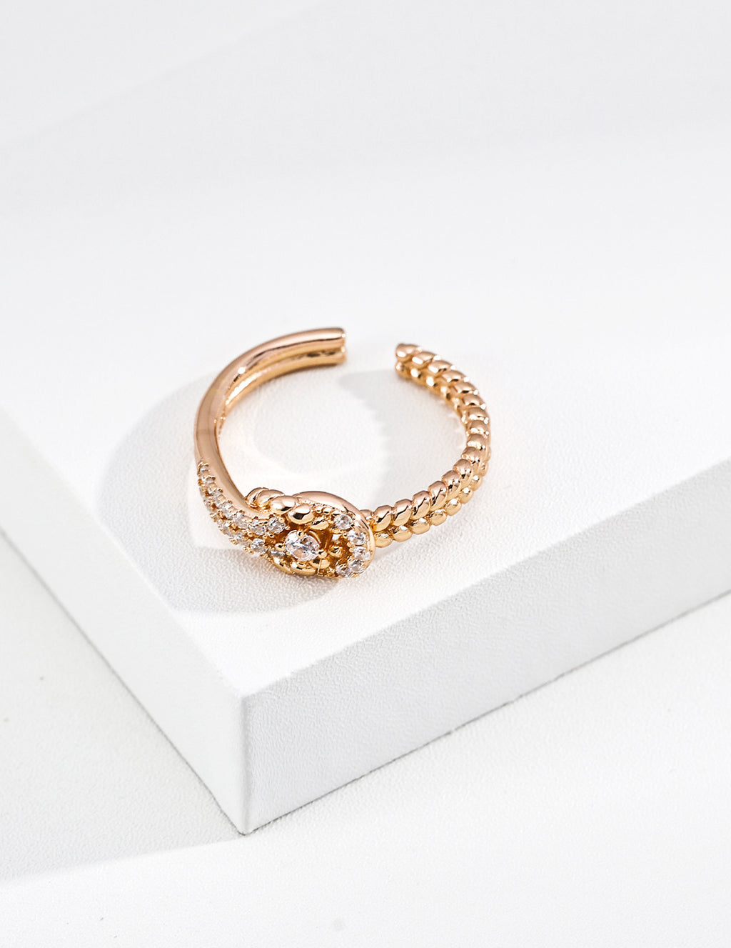 Twisted Glow Open Adjustable Ring