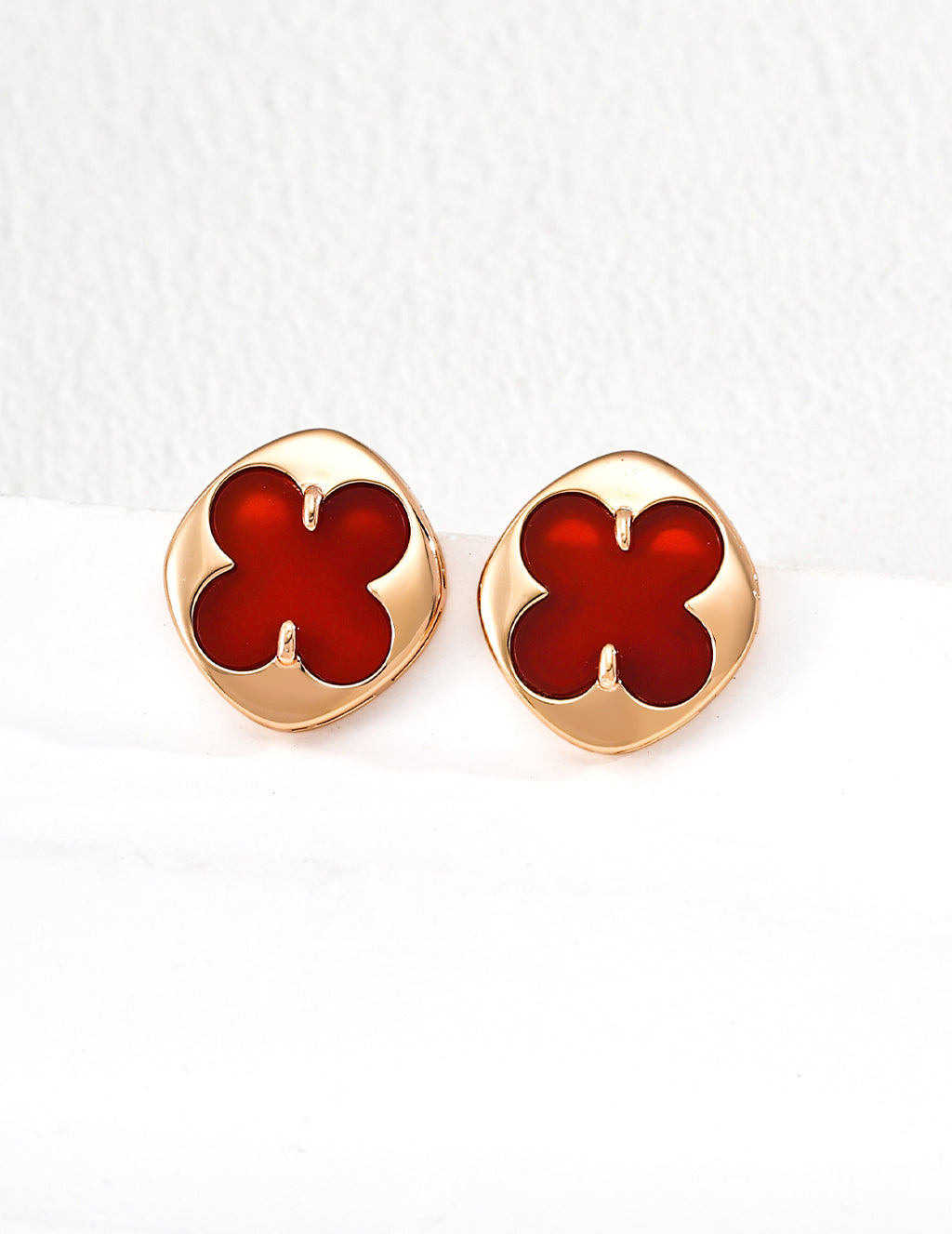 Lucky Clover Enamel Stud Earrings