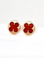 Lucky Clover Enamel Stud Earrings