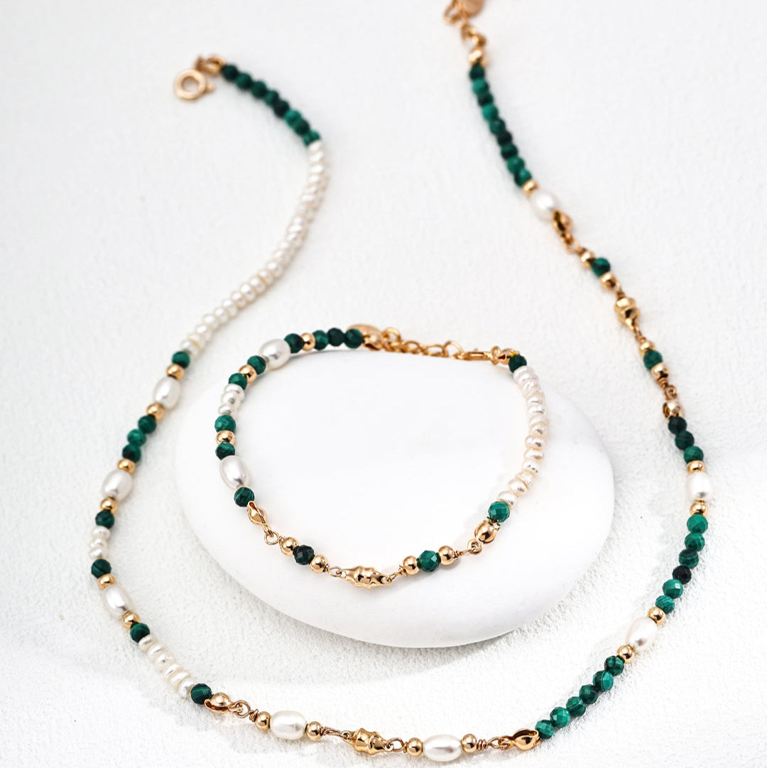 Forest Green Bead Layered Necklace