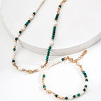 Forest Green Bead Layered Necklace