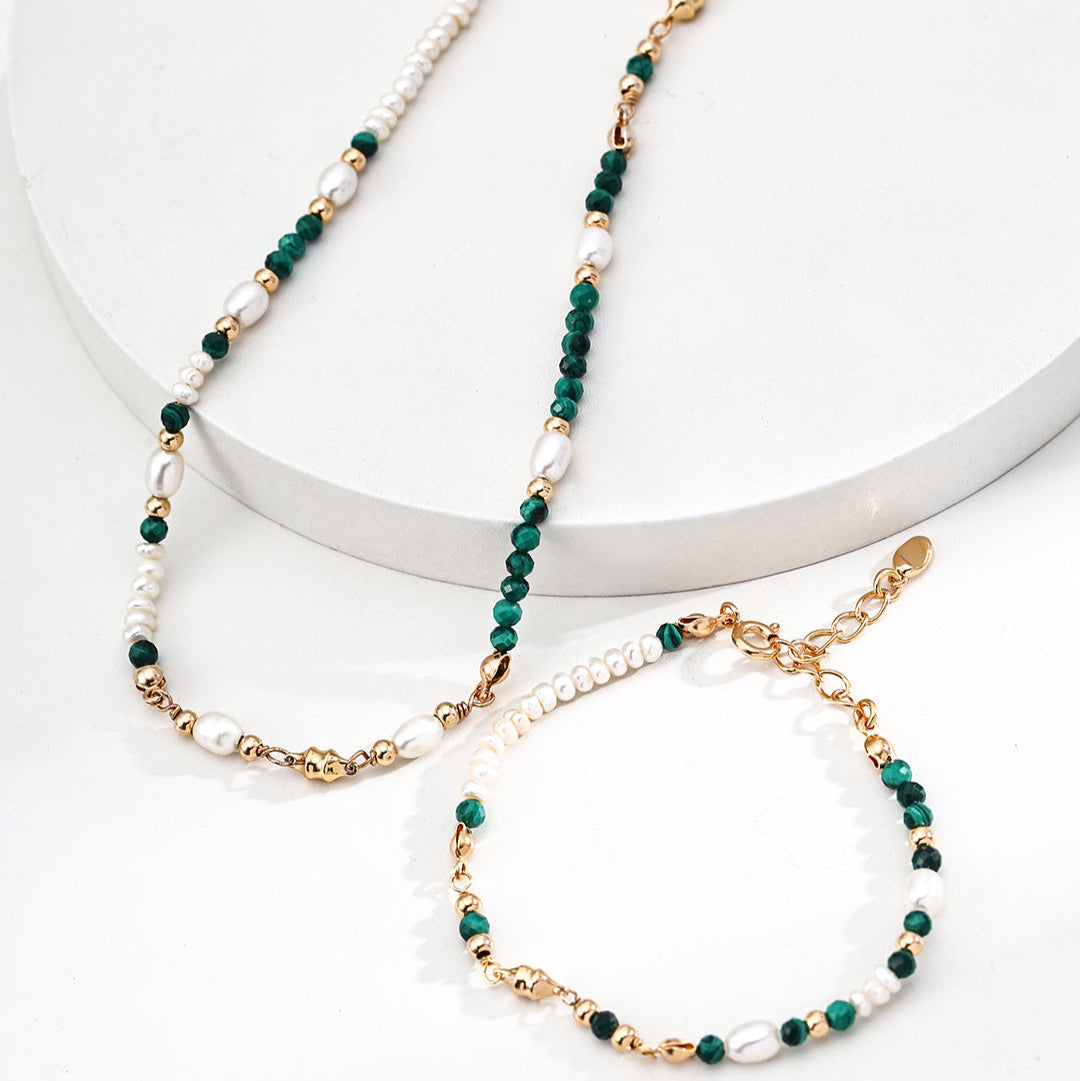Forest Green Bead Layered Necklace