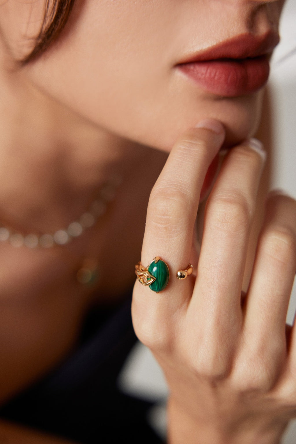 Wing Malachite Open Ring
