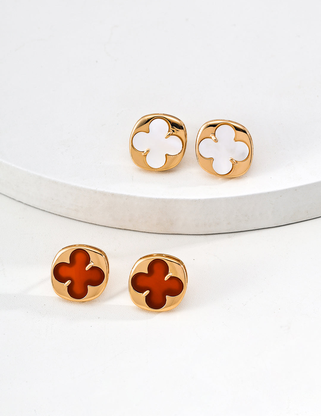 Lucky Clover Enamel Stud Earrings