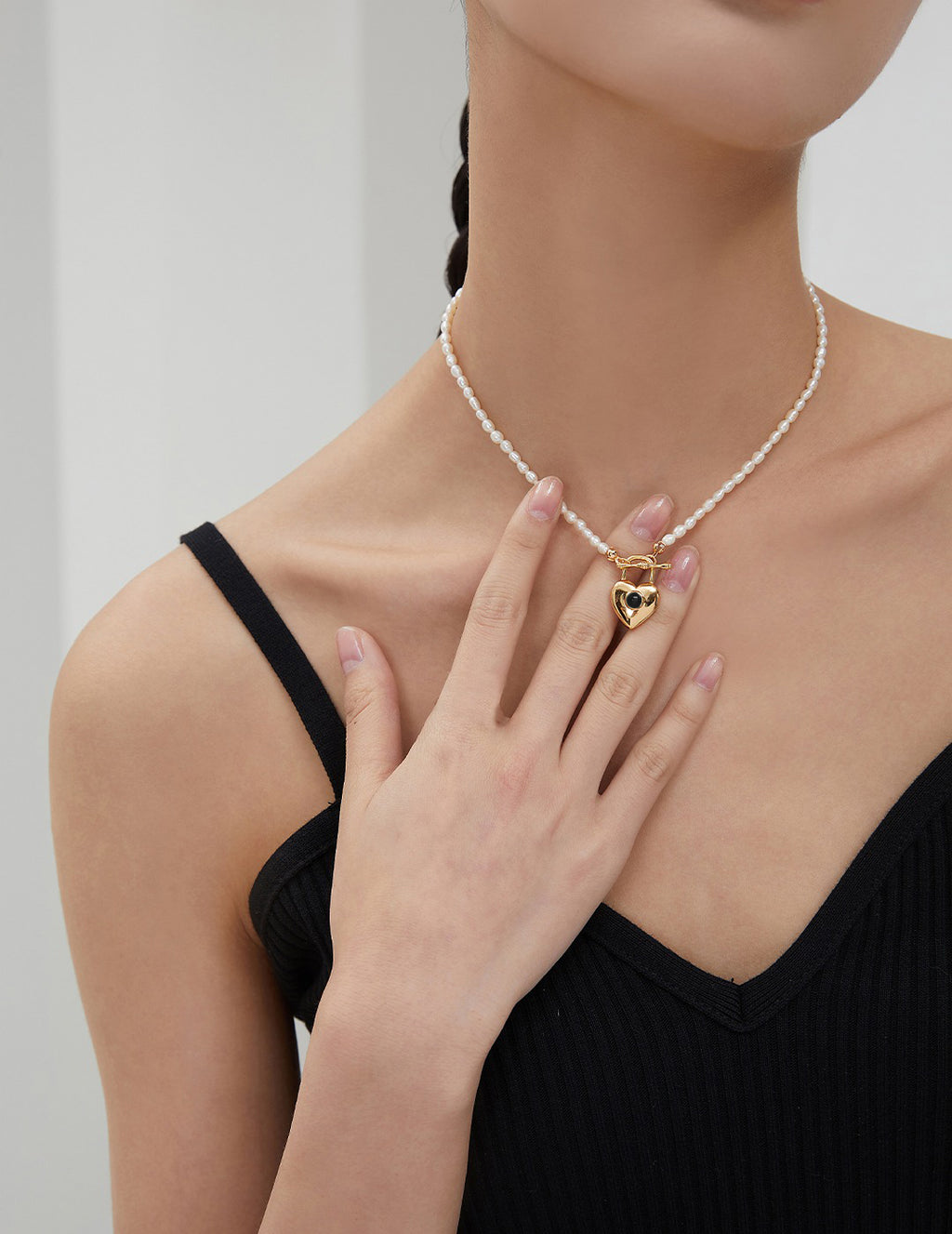 Heart Lock Pearl Necklace