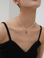 Heart Lock Pearl Necklace