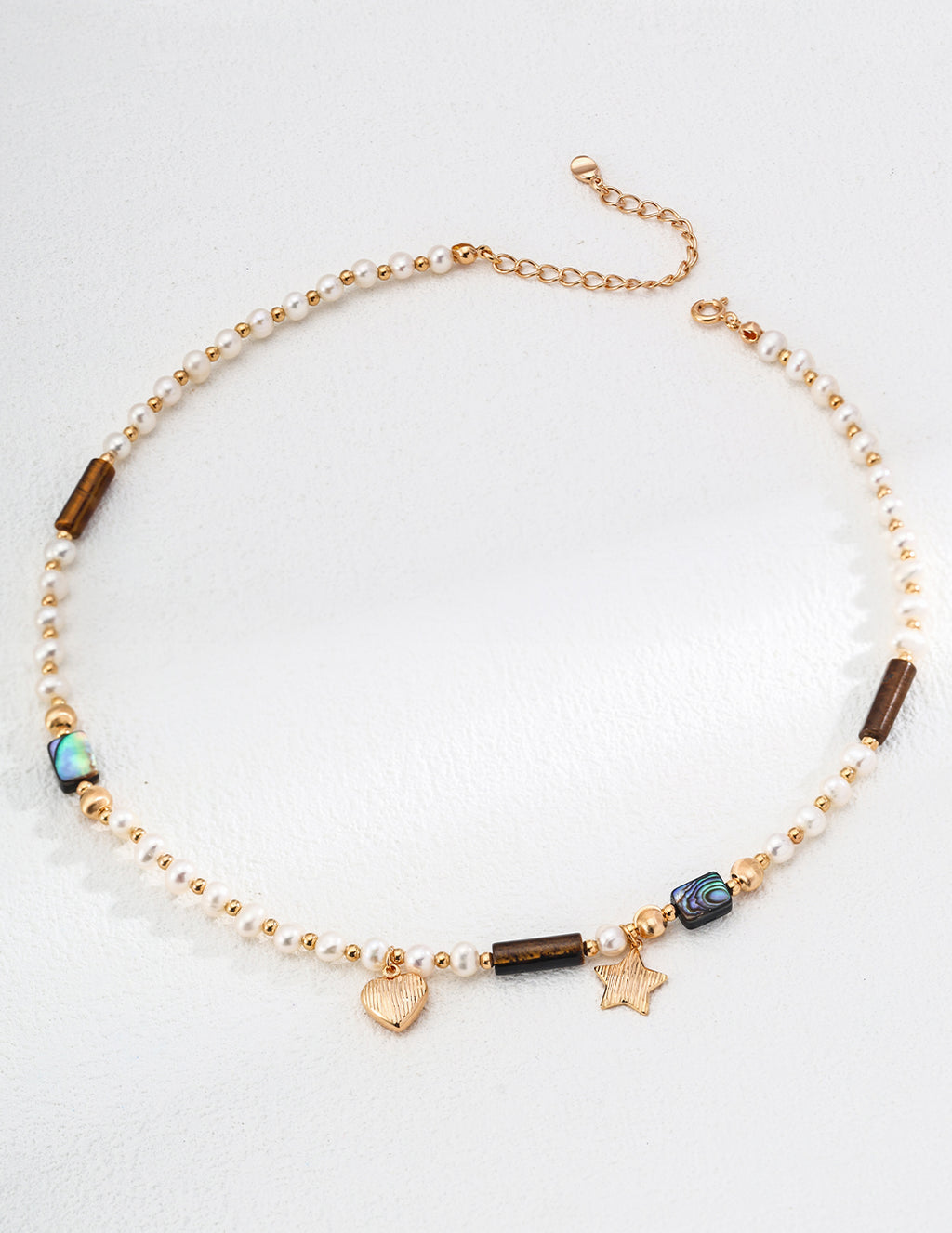 Tiger's Eye & Pearl Beaded Bracelet & Necklace Set