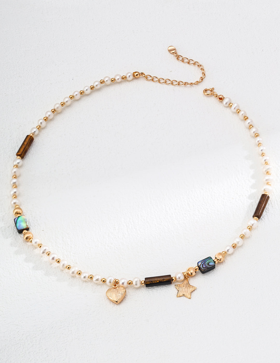 Tiger's Eye & Pearl Beaded Bracelet & Necklace Set