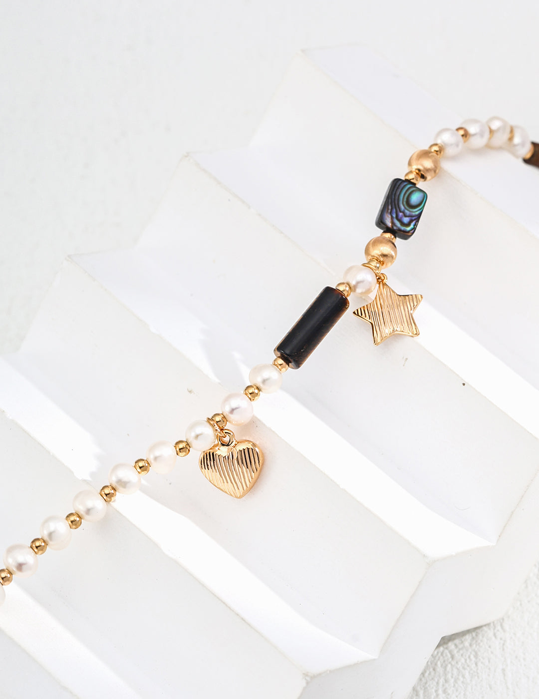 Tiger's Eye & Pearl Beaded Bracelet & Necklace Set