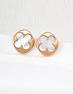 Lucky Clover Enamel Stud Earrings