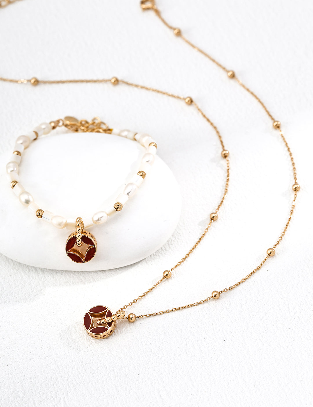 Vintage Red Agate Clavicle Chain