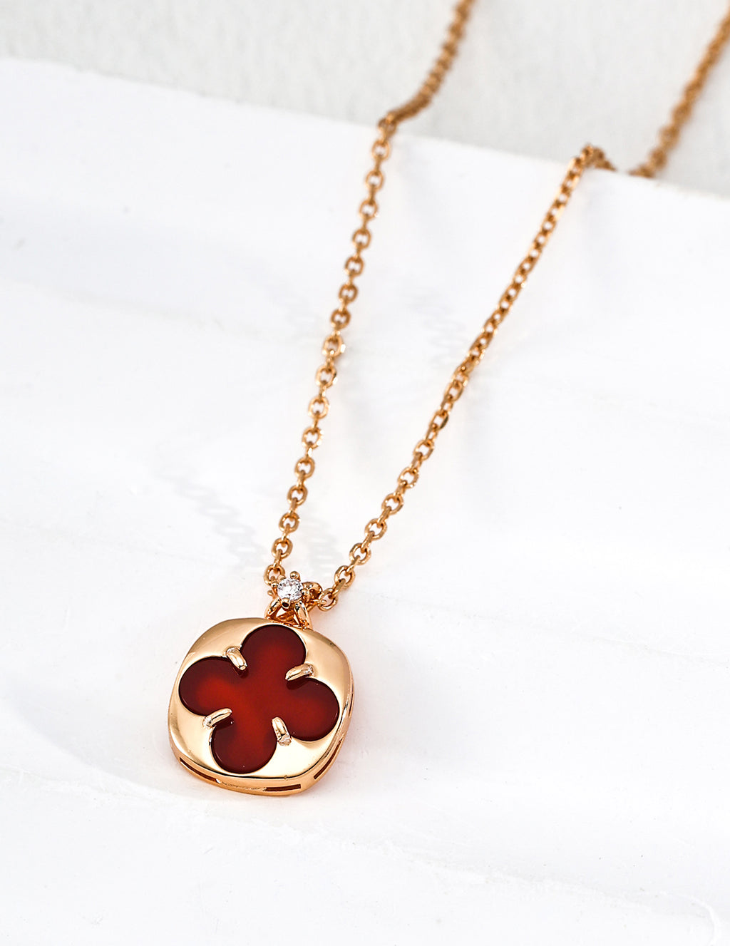White /Red Clover Necklace