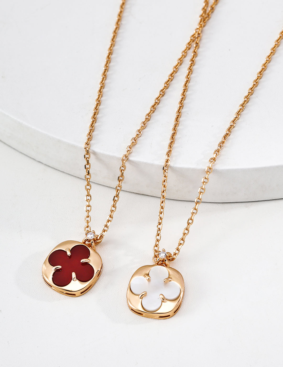 White /Red Clover Necklace
