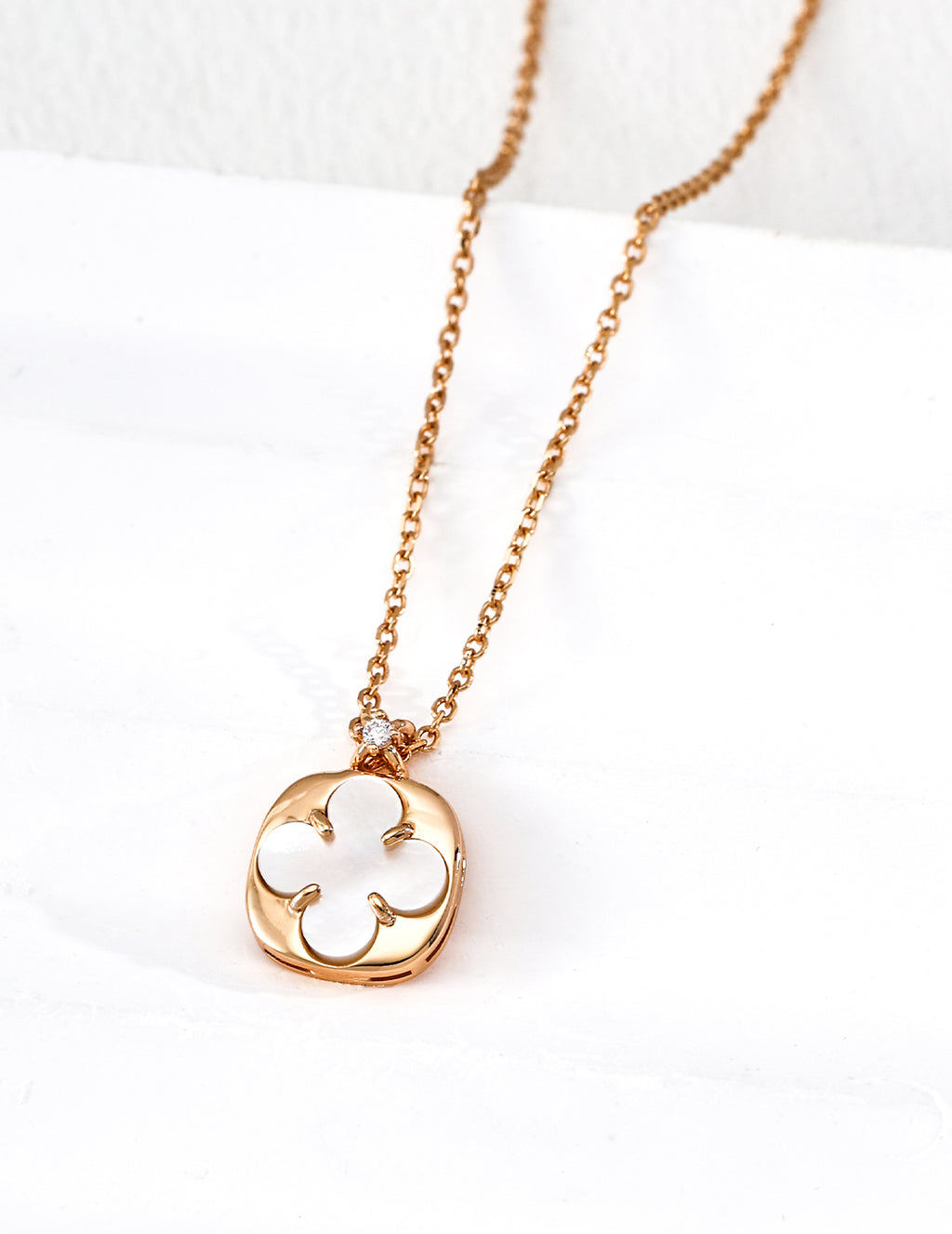 White /Red Clover Necklace