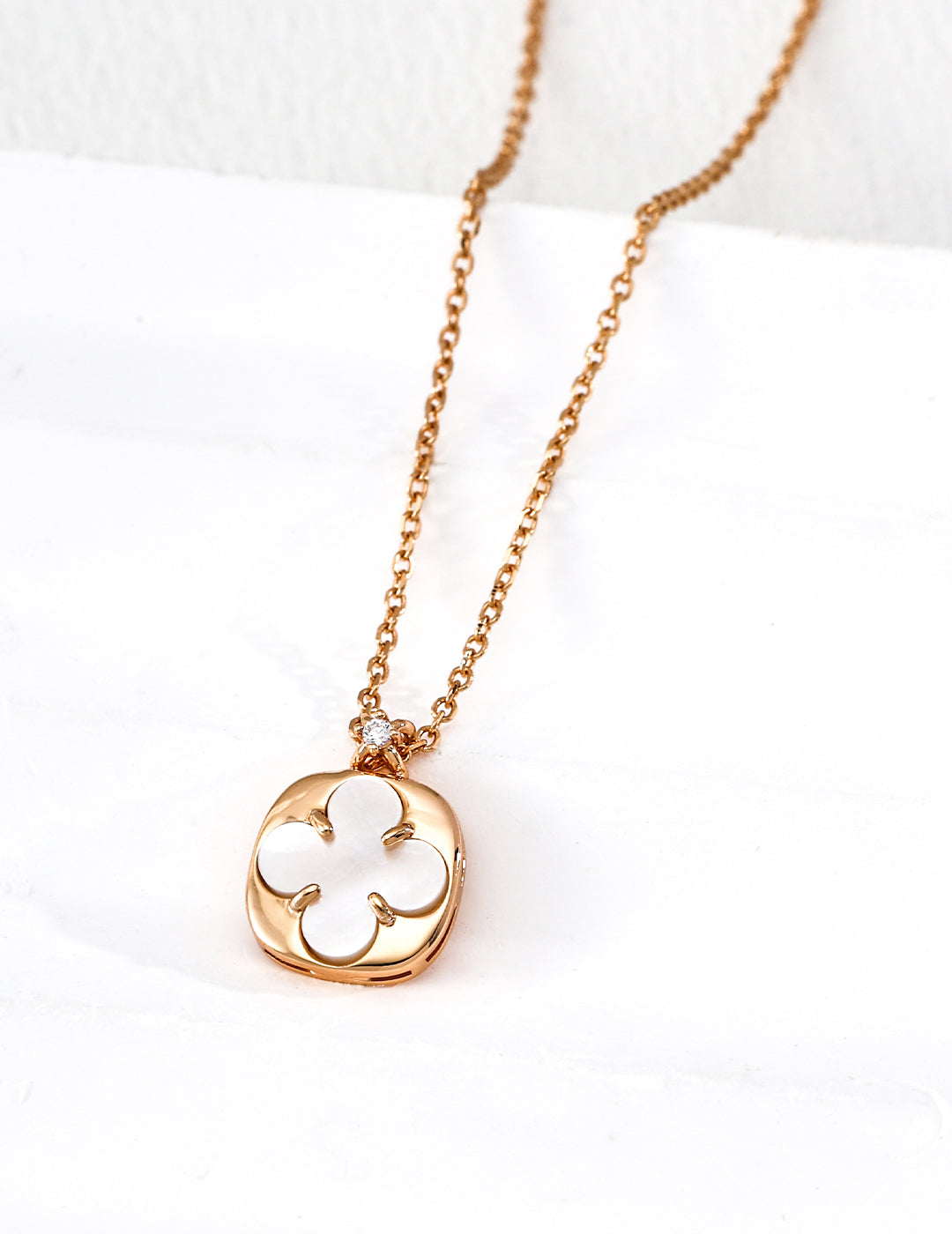 White /Red Clover Necklace