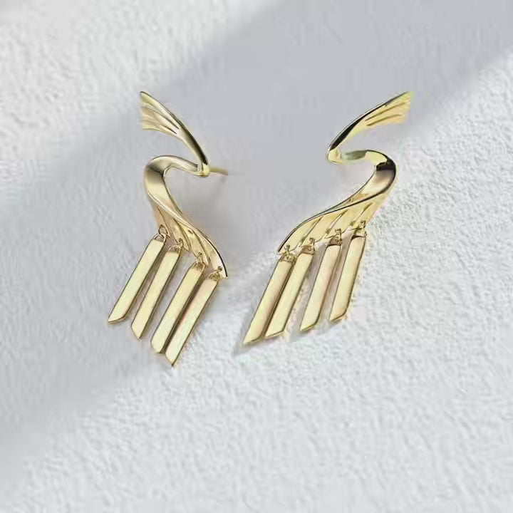 Elegant Wing Tassel Earrings